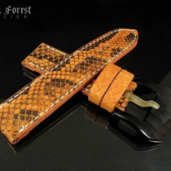 24mm/24mm Handmade Natural Color Real Python Skin Watch Strap PY08